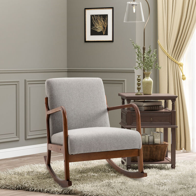 Wooden Framed Living Room Side Chair with Thick Padded Cushions and Back Support