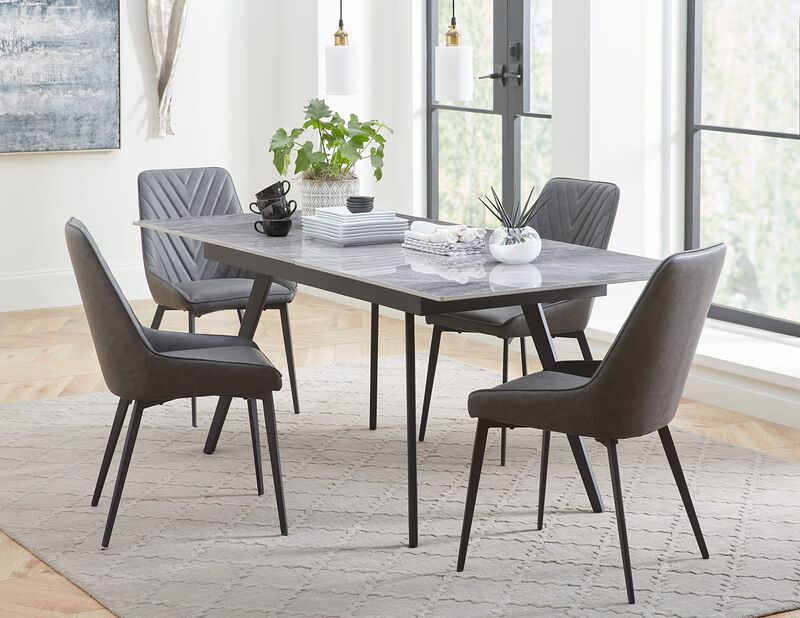 Lucia Stone Top Metal Leg Dining Table
