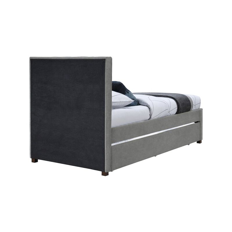 Meridian Furniture Hudson Grey Vegan Leather Twin Trundle Bed