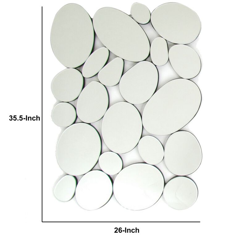 Frameless Beveled Mirror with Pebble Like Accent, Silver image number 5