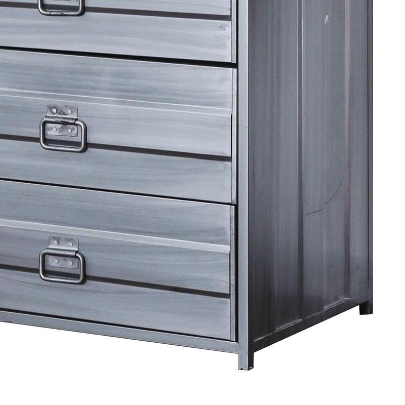 Industrial Style 5 Drawer Metal Chest with Spacious Storage, Gray-Benzara