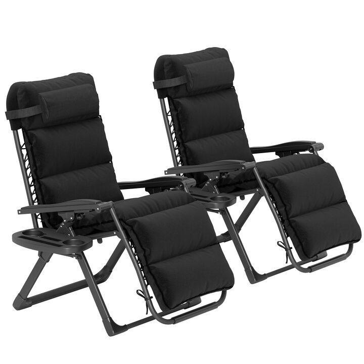 Hivvago Outdoor Zero Gravity Recliner Chair Set with Headrest and Tray - Set of 2