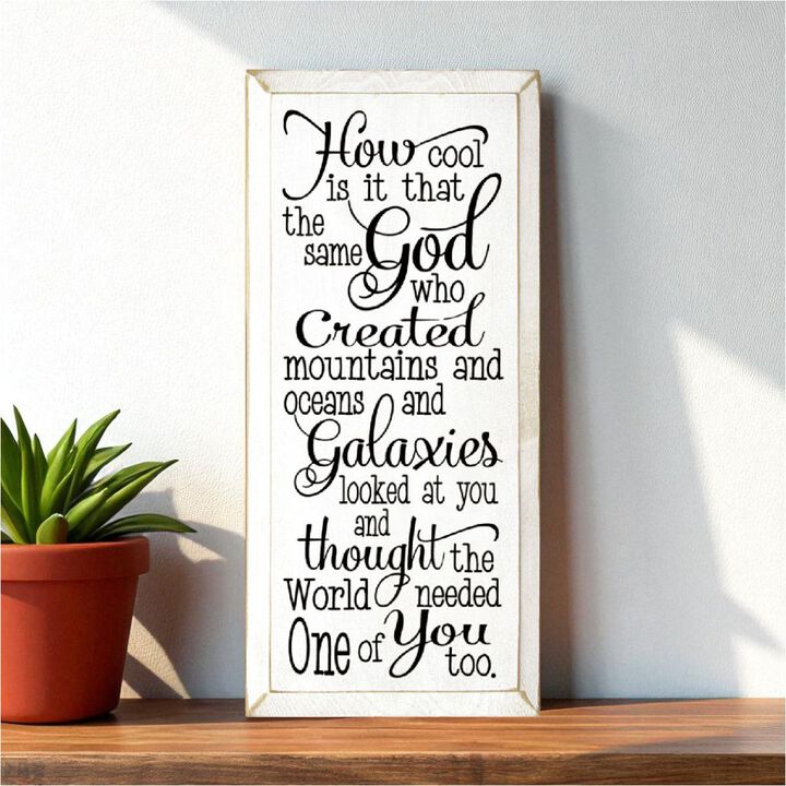 Faith Quote Wood Sign God Created Mountains Oceans and You Rustic Wall Plaque