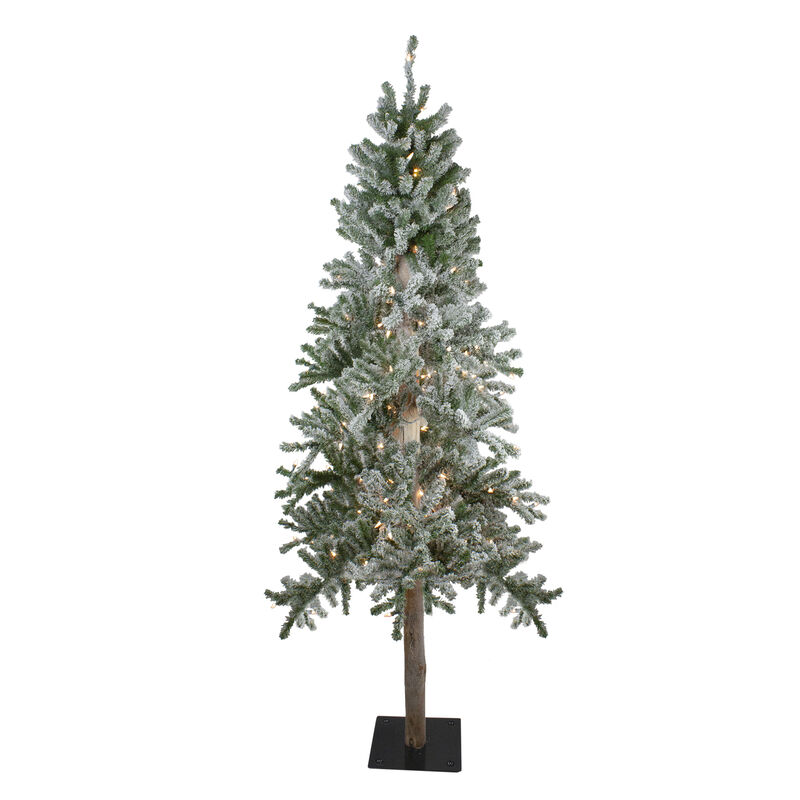 6' Pre-Lit Flocked Alpine Artificial Christmas Tree  Clear Lights image number 1
