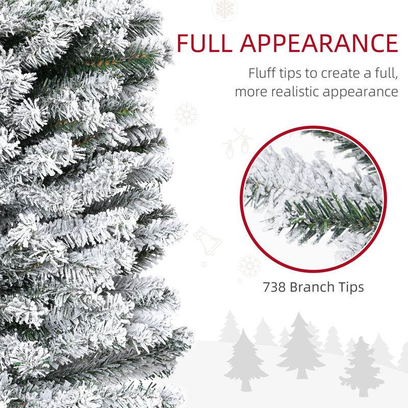 BreeBe 7.5ft Flocked Pencil Artificial Christmas Tree image number 4