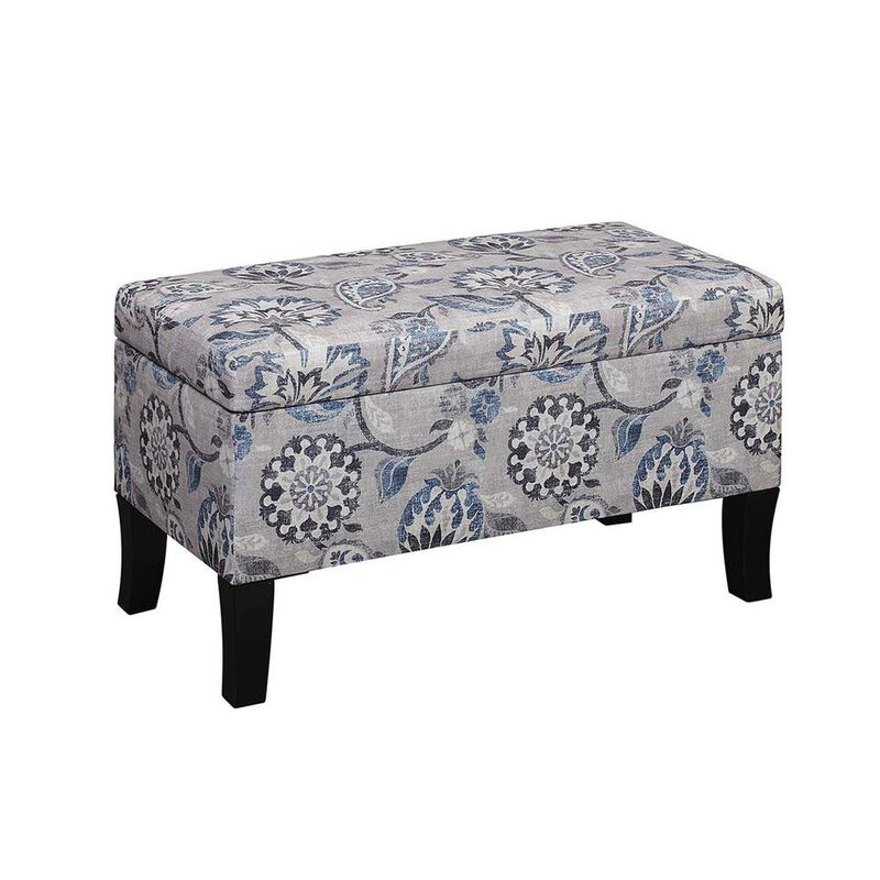 Convenience Concepts Designs4Comfort Winslow Storage Ottoman, Gray Flora Fabric