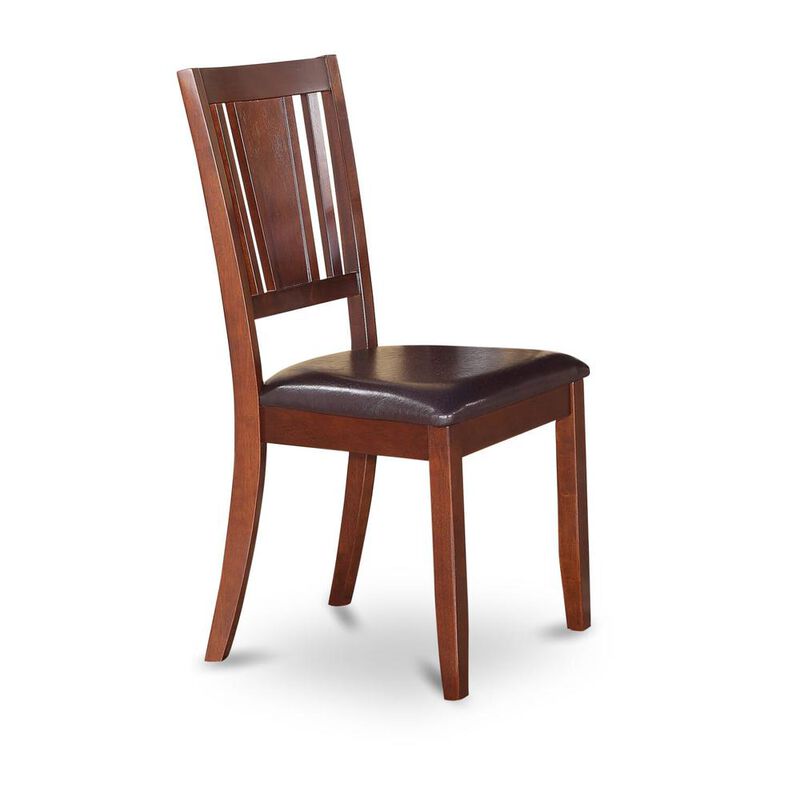 East West Furniture Dudley  Dining  Chair  with  Faux  Leather  upholstered  Seat  in  Mahogany  Finish,  Set  of  2