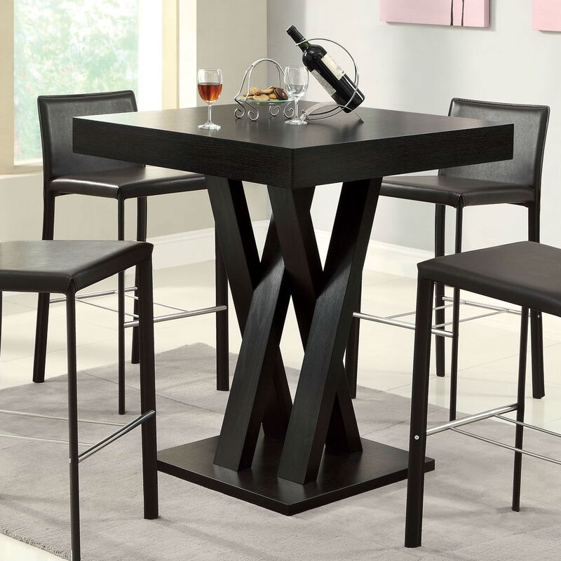 Modern 40 inch High Square Dining Table in Dark Cappuccino Finish