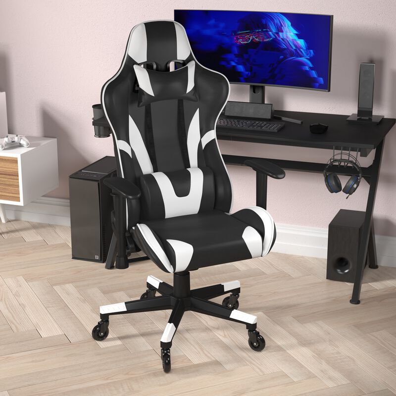 X20 Gaming Chair Racing Office Computer PC Adjustable Chair with Reclining Back and Transparent Roller Wheels in   LeatherSoft
