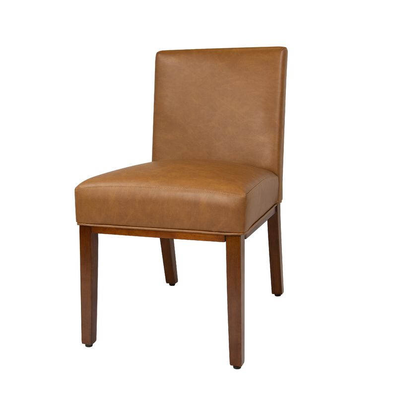 Jan Dining Chair with Espresso Wood Legs, Caramel Brown Faux Leather