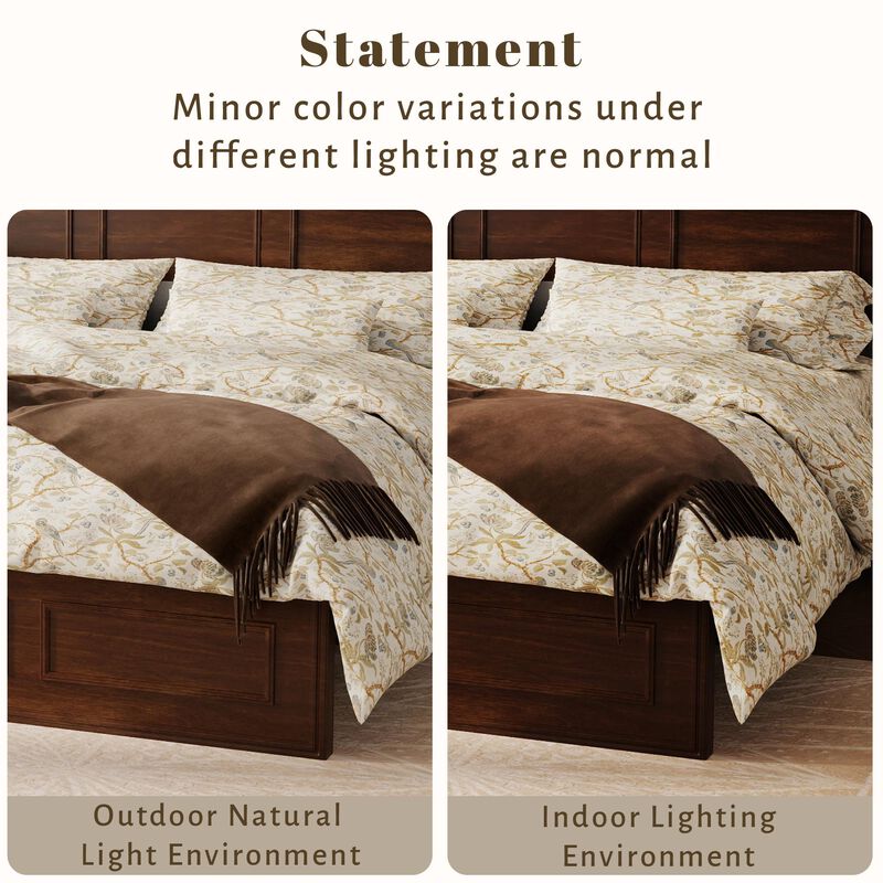 Pine Wood Farmhouse Platform Bed with Adjustable-Height Headboard image number 5