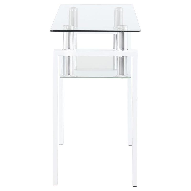 Coaster Dyer Rectangular Glass Top Sofa Table With Shelf White