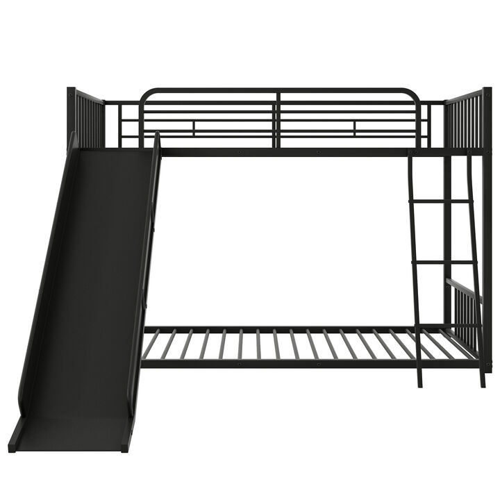 Whisen Metal Bunk Bed with Slide, Twin over Twin