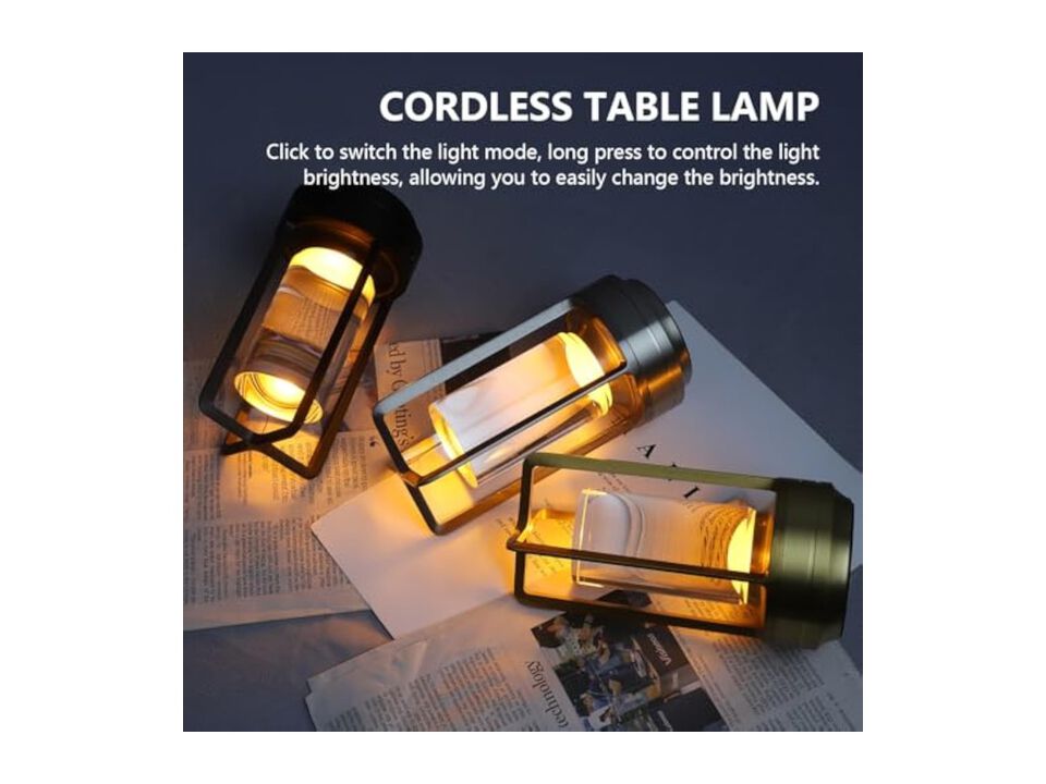 Rechargeable Cordless Dimmable Metal Table Lamp For Patio Outdoor Camping Gold