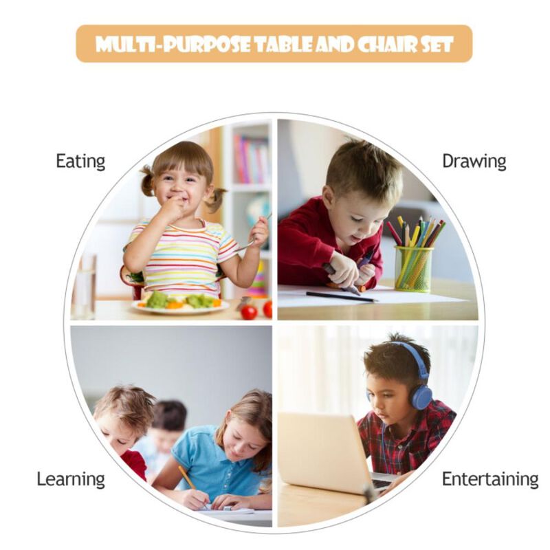 Hivvago 5 Pieces Kid's Colorful Set with 4 Armless Chairs