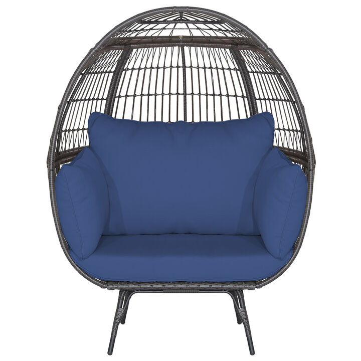 Oversized Patio Rattan Egg Lounge Chair with 4 Cushions