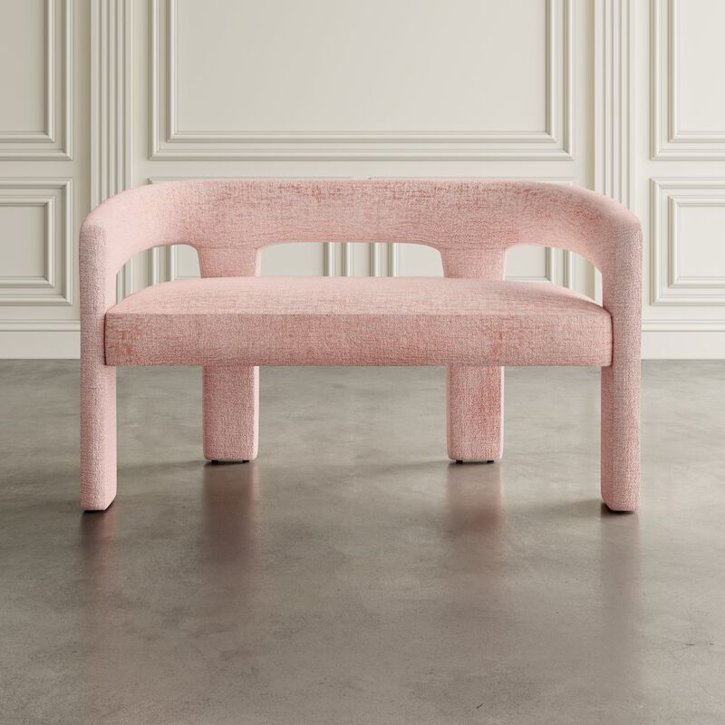 Jofran Gwen Modern Luxury Jacquard Fabric Upholstered Sculpture Bench