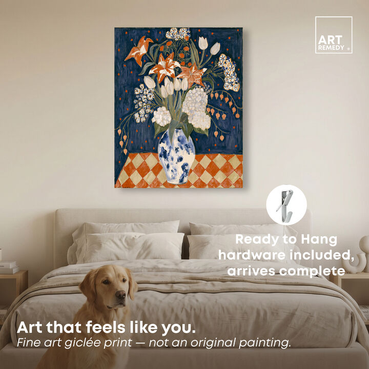 Orange Lily Contrast Floral and Botanical Canvas Print by Art Remedy