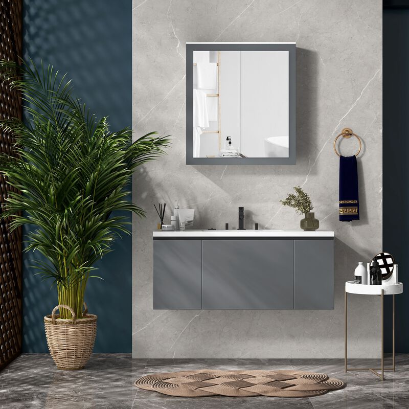 Wall Mounted Bathroom Cabinet with Mirror and Enclosed Storage Space