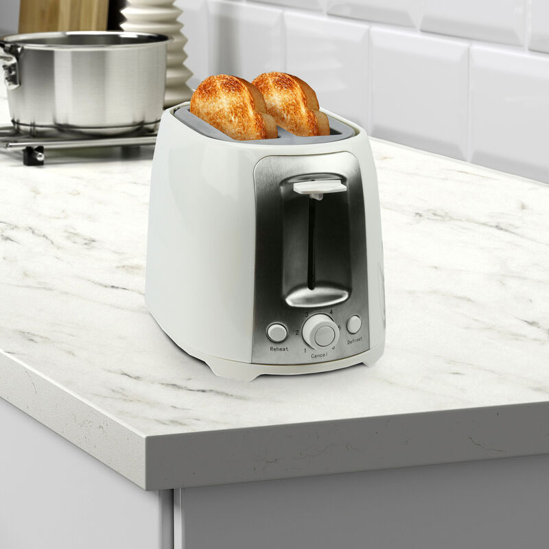 Brentwood 2 Slice Cool Touch Toaster in White and Stainless Steel