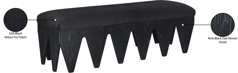 Meridian Furniture Altair Black Velour Fur Fabric Bench