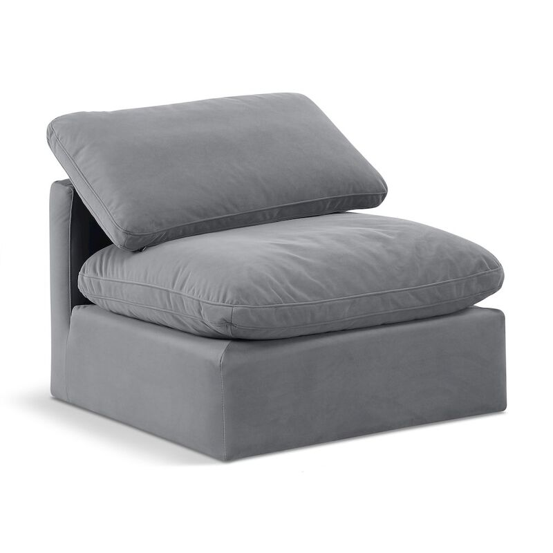 Meridian Furniture Indulge Grey Velvet Armless Chair