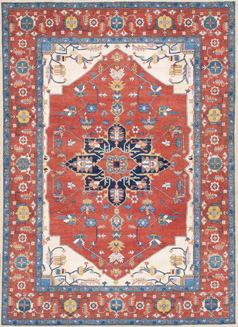 Pasargad Home Serapi Hand-Knotted Wool Rust Area Rug- 9' 0'' X 12' 2'' image number 0