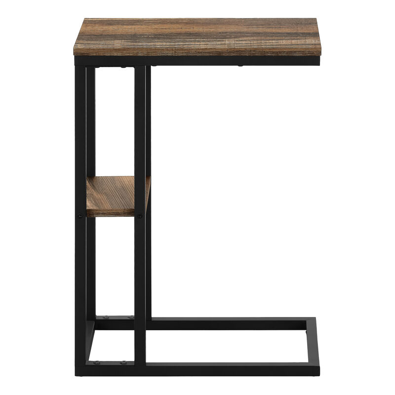 Monarch Specialties I 3673 Accent Table, C-shaped, End, Side, Snack, Living Room, Bedroom, Metal, Laminate, Brown, Black, Contemporary, Modern