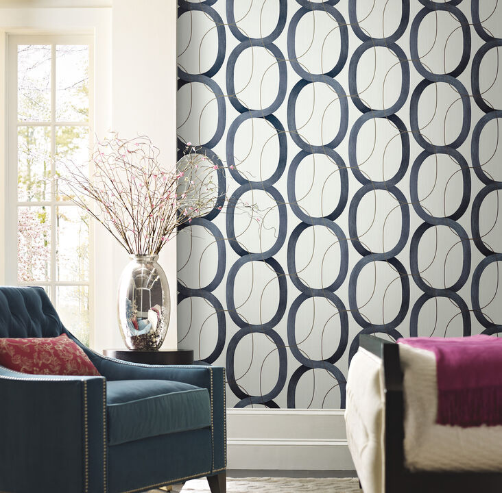 Interlock Navy Peel & Stick Wallpaper
