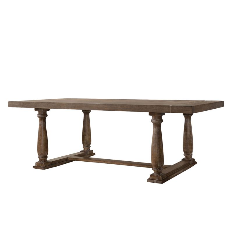 Traditional Style Wooden Dining Table with Rectangular Shape and Angled Legs, Brown - Benzara