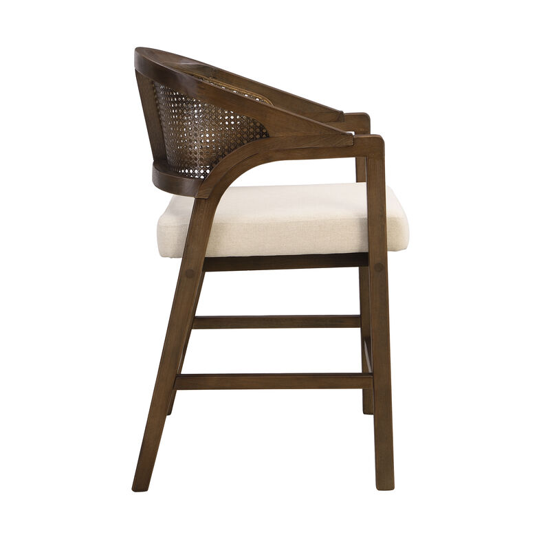 Christopher Knight Home Nat Upholstered Rubberwood Counter Stools with Curved Cane Back (Set of 2)