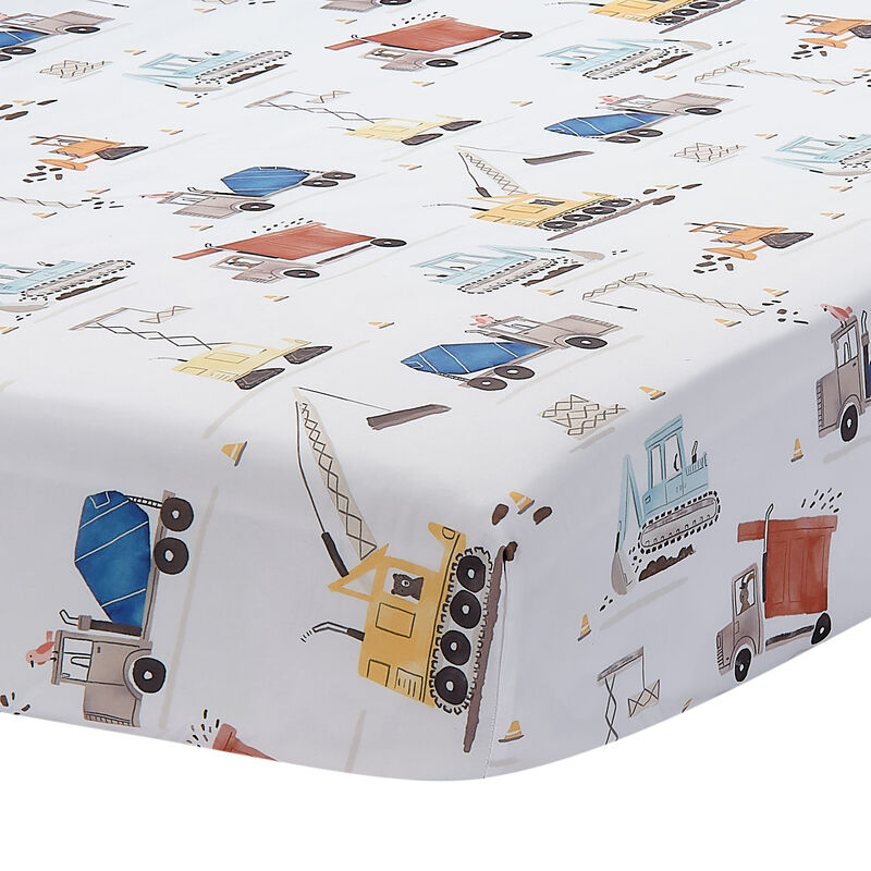 Bedtime Originals 4-Piece Construction Zone Gray/Navy/White Toddler Bedding Set