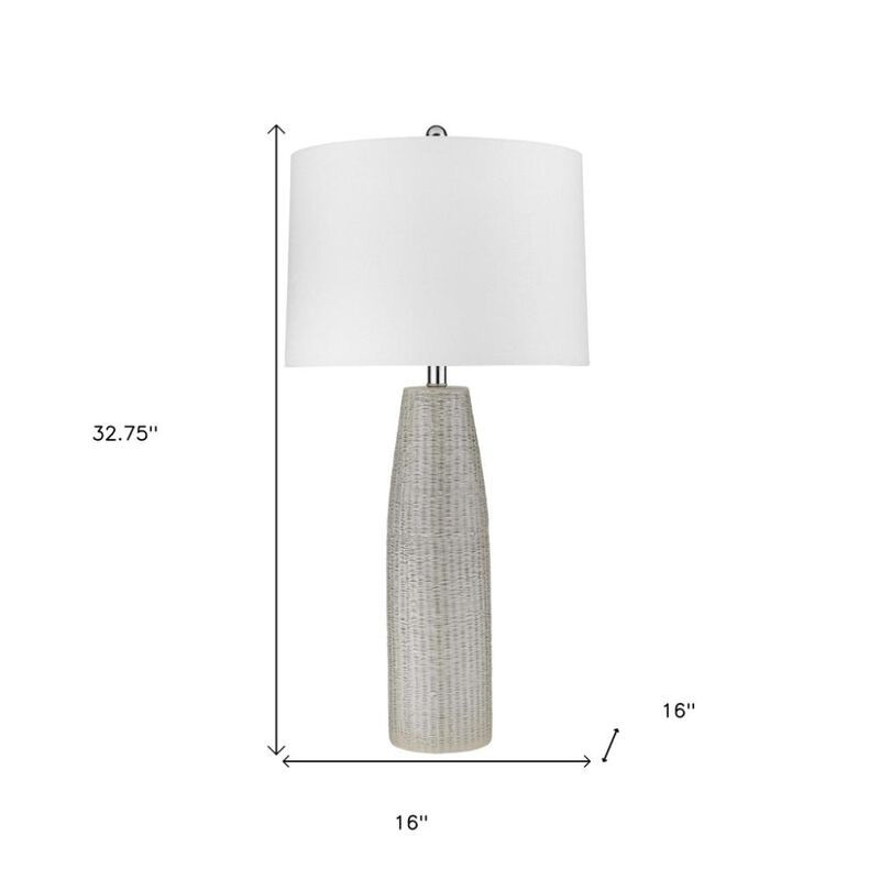 Hivvago 33" Light Gray Ceramic Table Lamp With White Drum Shade