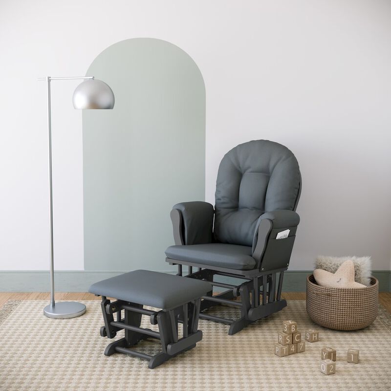 Storkcraft Hoop Glider and Ottoman - Gray with Gray