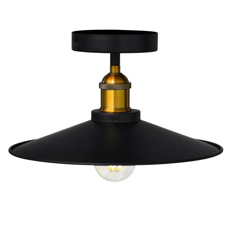 Brave 1 Light Flush Mount With Black Finish