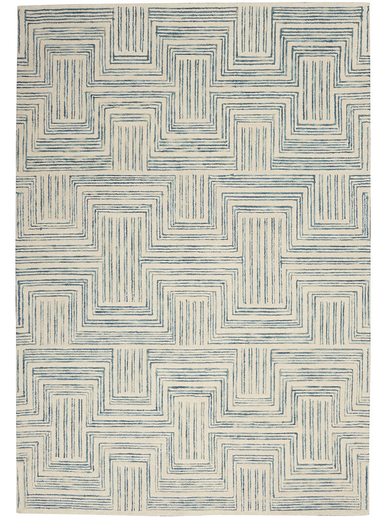 Interlock ITL06 Ivory/Turquoise 5' x 7'6" Rug