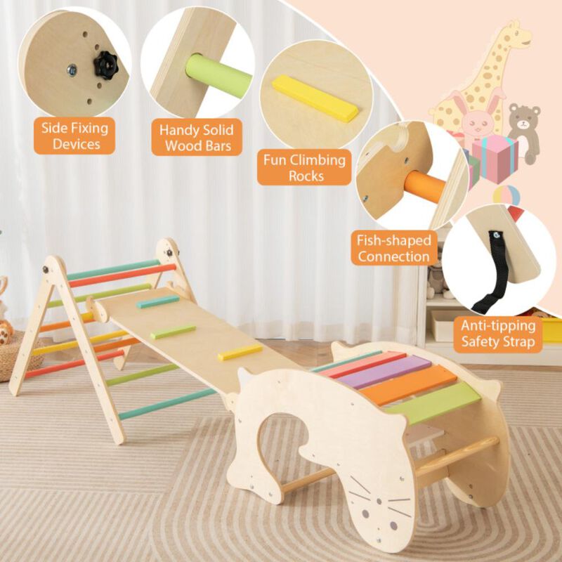 Hivvago 7-in-1 Indoor Climbing Toys for Toddlers with Reversible Ramp