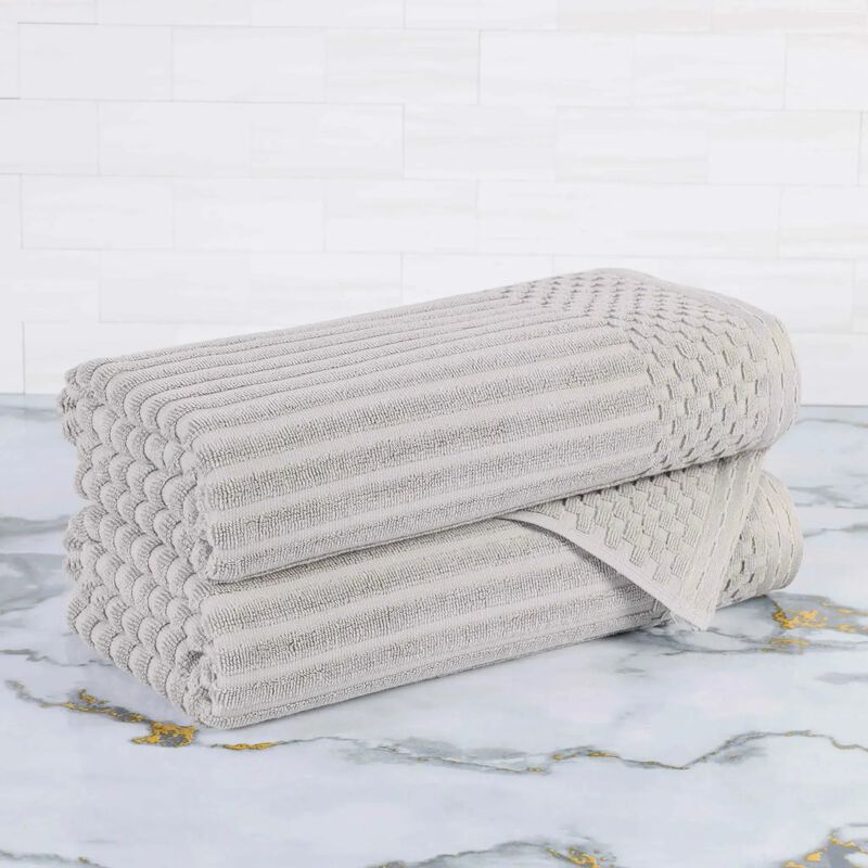 2-Piece Cotton Ribbed Bath Towel Set &ndash; Plush and Quick-Dry image number 1