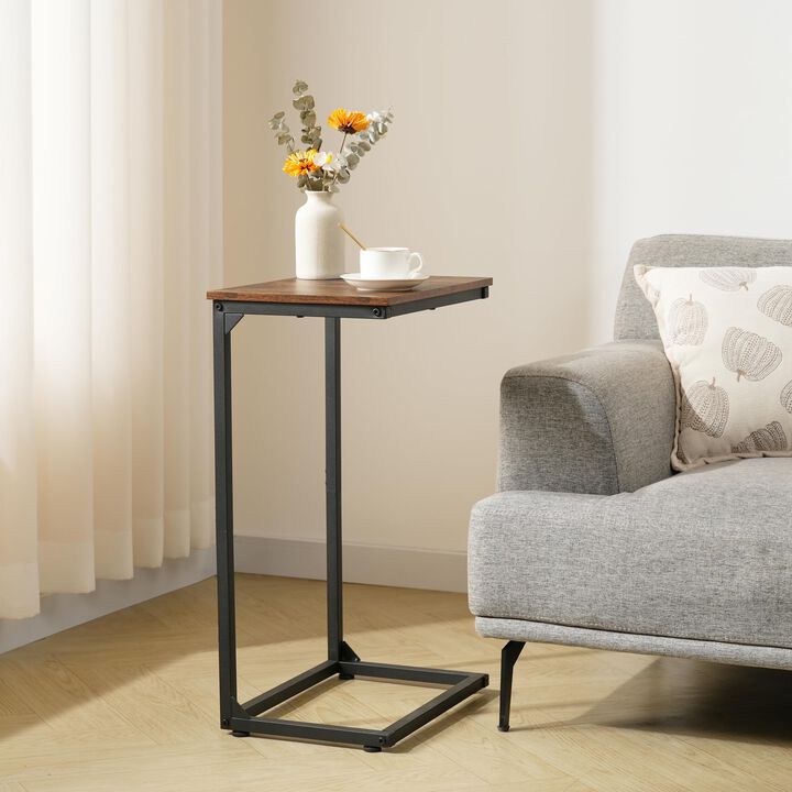 DALEMHOME C Shaped End Table Set of 2, Couch Side Table for Small Spaces, Slide Under Sofa TV Tray Snack Arm Table for Living Ro