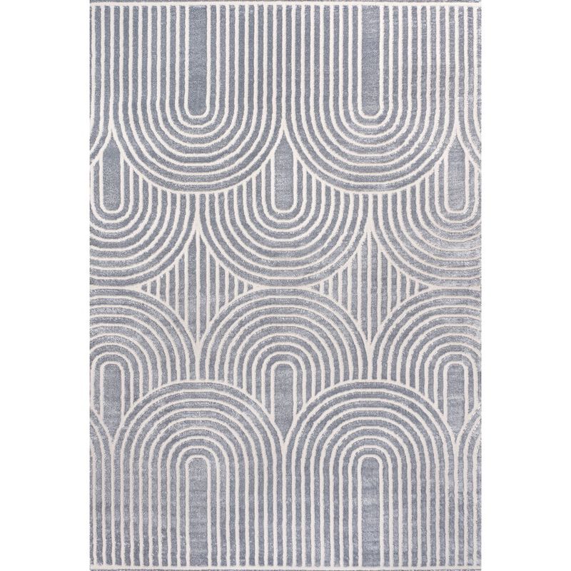 Ariana MidCentury Art Deco Striped Arches Two-Tone High-Low Area Rug