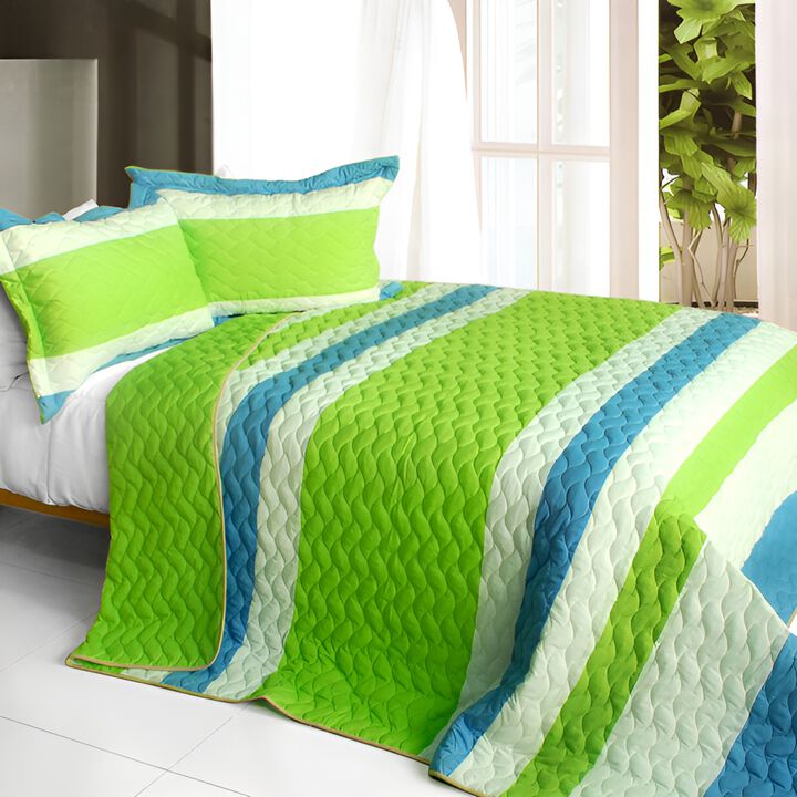 Full Queen Angels Walk on Through 3 Piece Patchwork Quilt Bedding Set