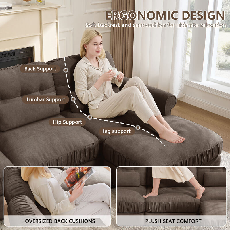 Toxmam Chenille 4‑Seat Modular Sectional Sofa image number 3