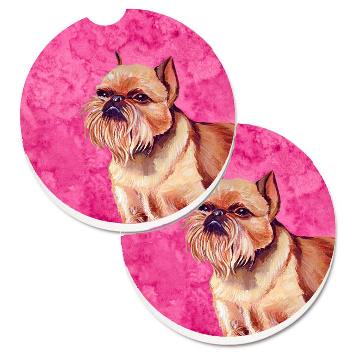Caroline's Treasures Pink Brussels Griffon Set of 2 Cup Holder Car Coasters LH9359PKCARC, 2.56, Multicolor