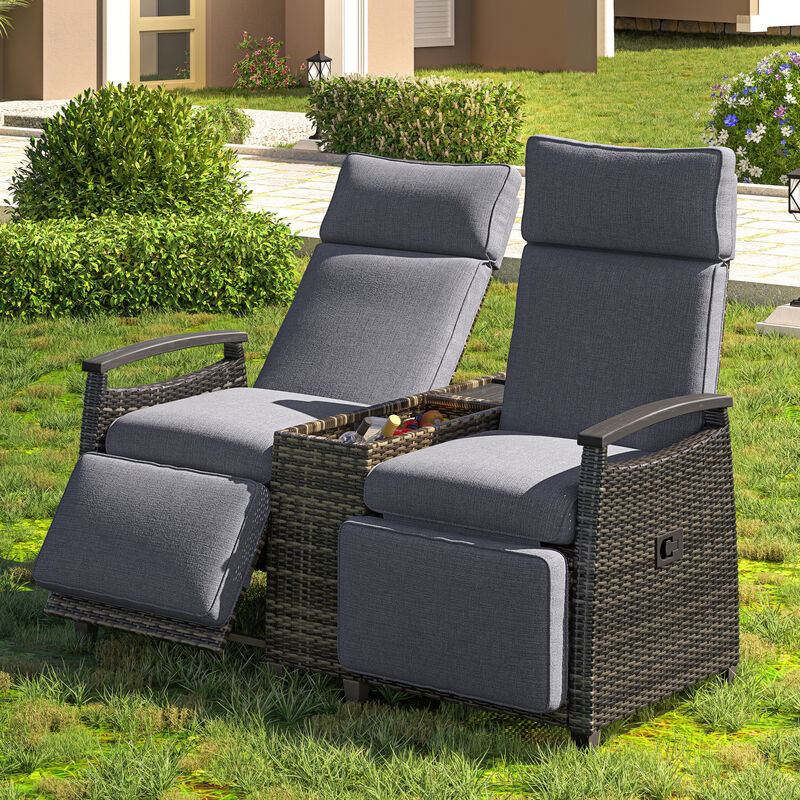 Merax Patio Recliner Loveseat Chair Outdoor Lounge Chair