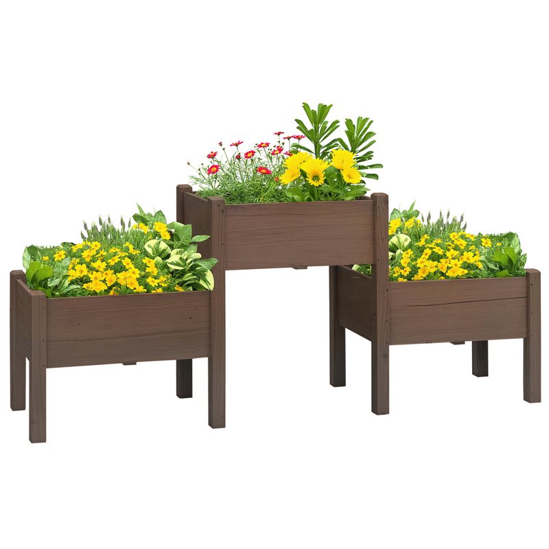 Hivvago 3-Planter Raised Garden Bed for Flowers, Herbs, and Vegetables image number 0