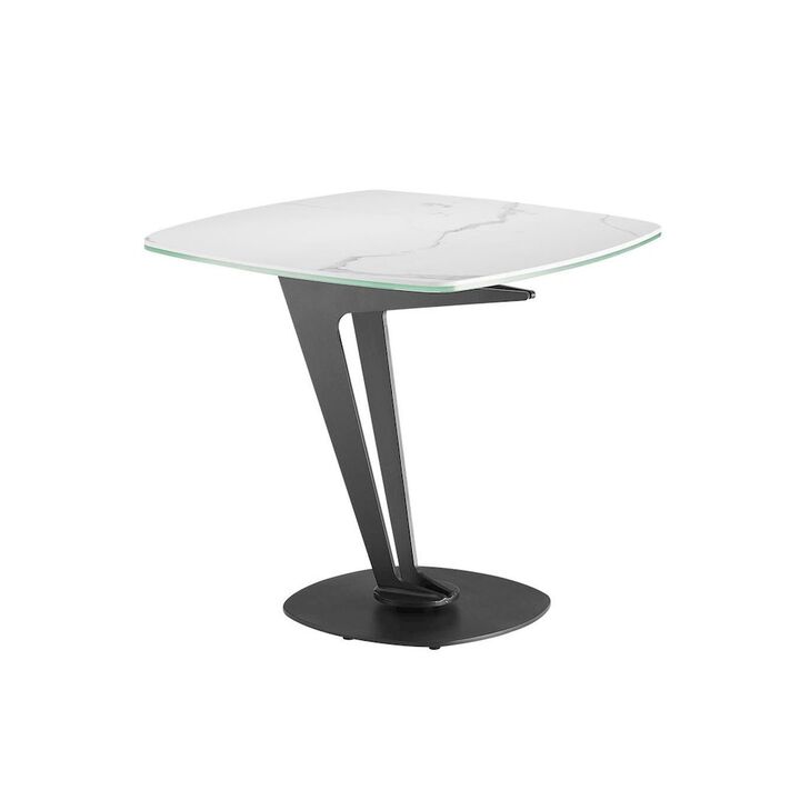 Casabianca Home Leaf End Table In White Marbled Porcelain