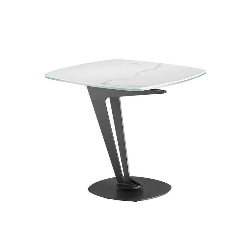 Casabianca Home Leaf End Table In White Marbled Porcelain