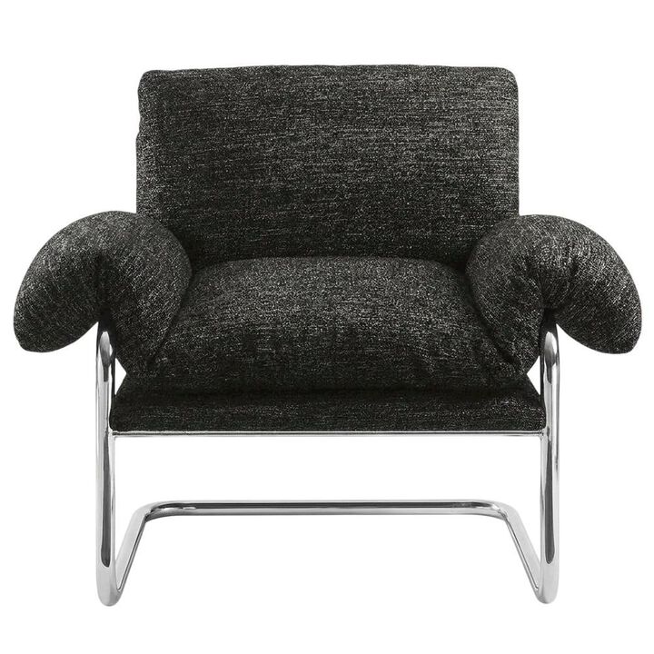 Boucle Fabric Accent Chair for Living Room, Bedroom, or Reading Nook, Newsprint
