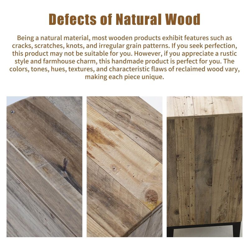 Wnutrees Farmhouse Nightstand Wood Bedside Table with 4-Drawers Bedside End Tables Storage for Living Room, Hallway, Handmade Di