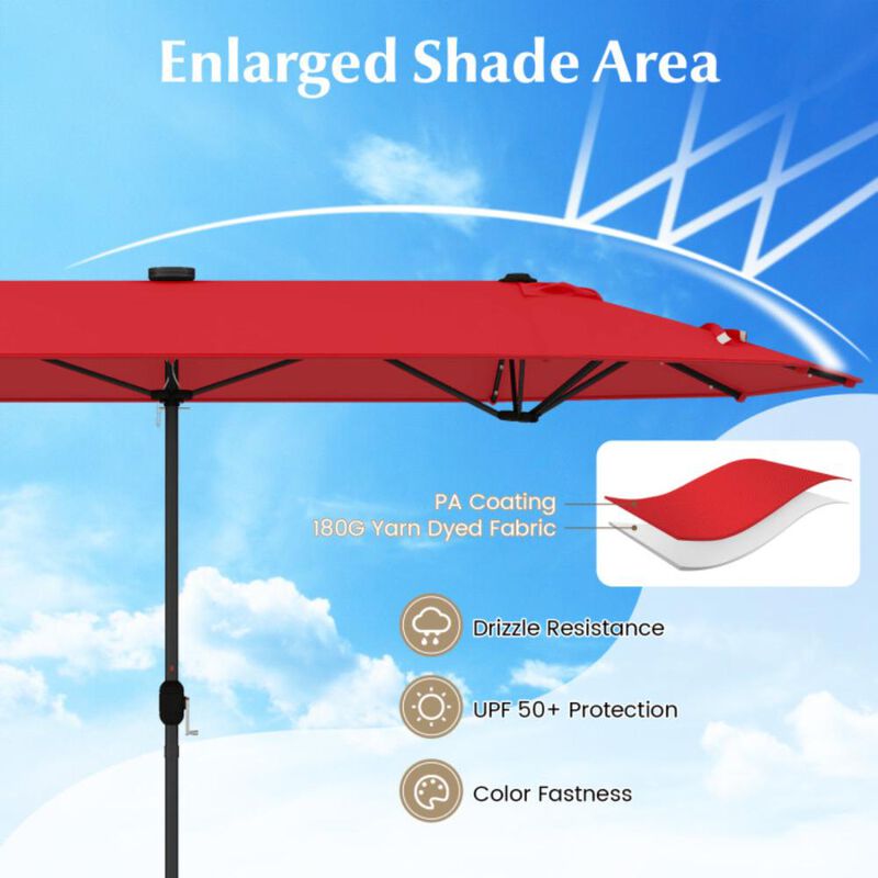 Hivvago Double-sided Patio Umbrella with Solar Lights for Garden Pool Backyard